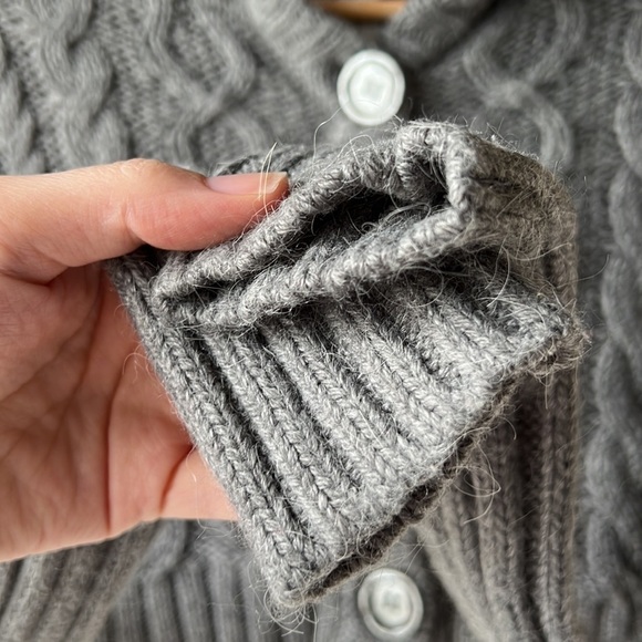 AERIE Grey Hooded Ribbed Cropped Cardigan Size XS - Picture 4 of 11